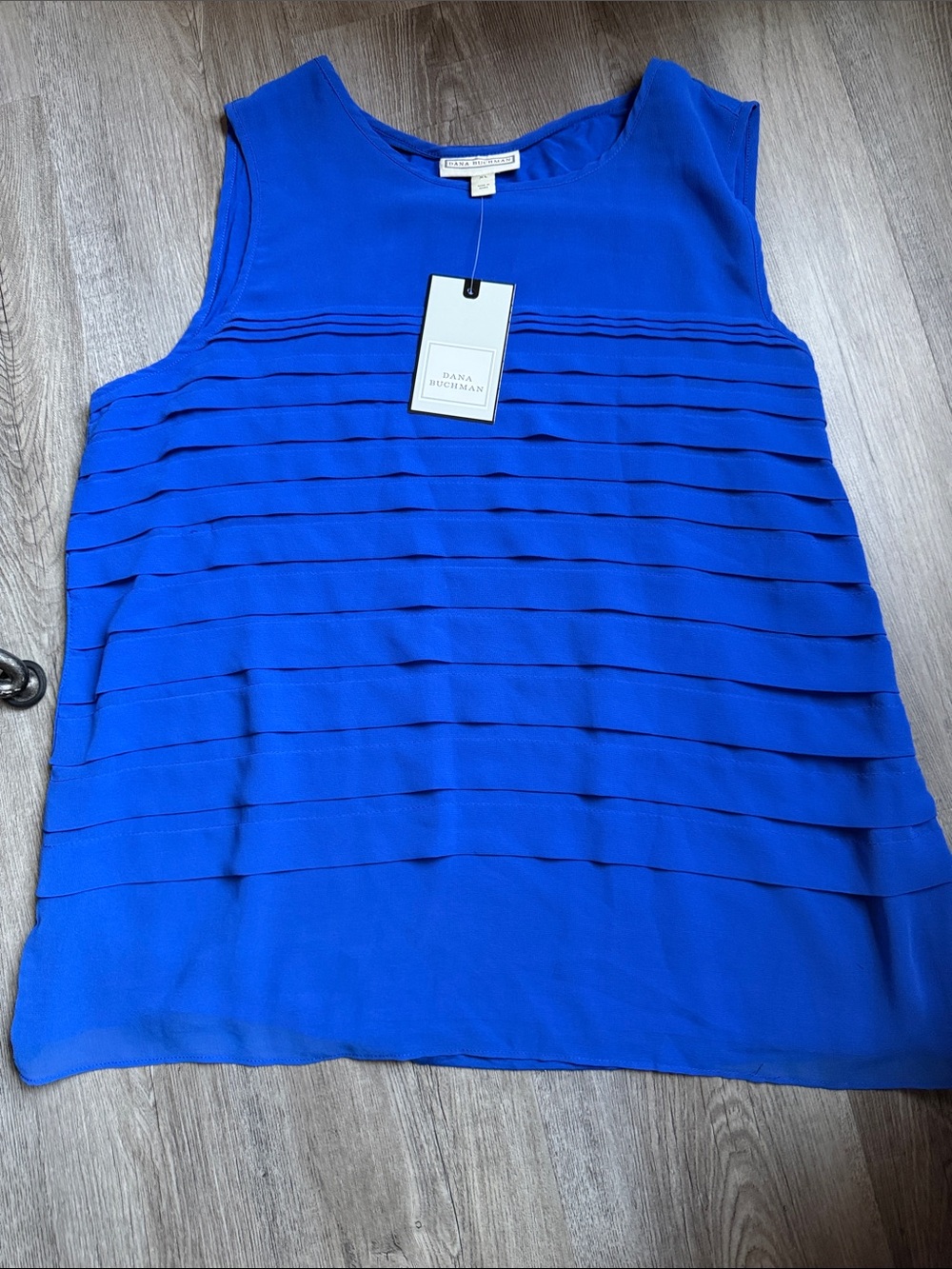 2x$20 NWT Dana Buchman Bright Royal Blue Pleated Tiered Sleeveless Top